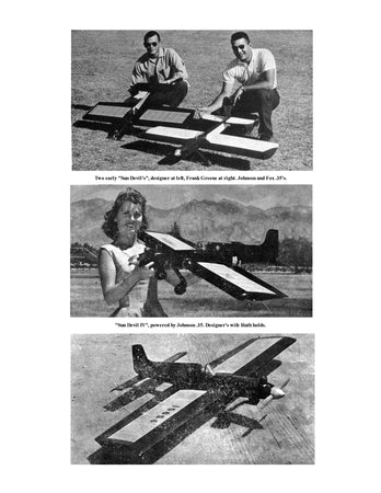 full size printed plans & article old time stunt 1961 control line 54"w/s .34 engine sun devil plans