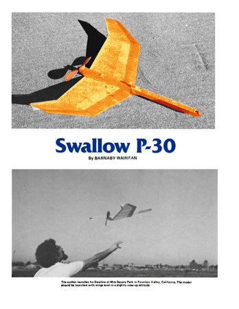 full size printed plan rubber model a tailless p-30 'swallow p-30' take less time to build
