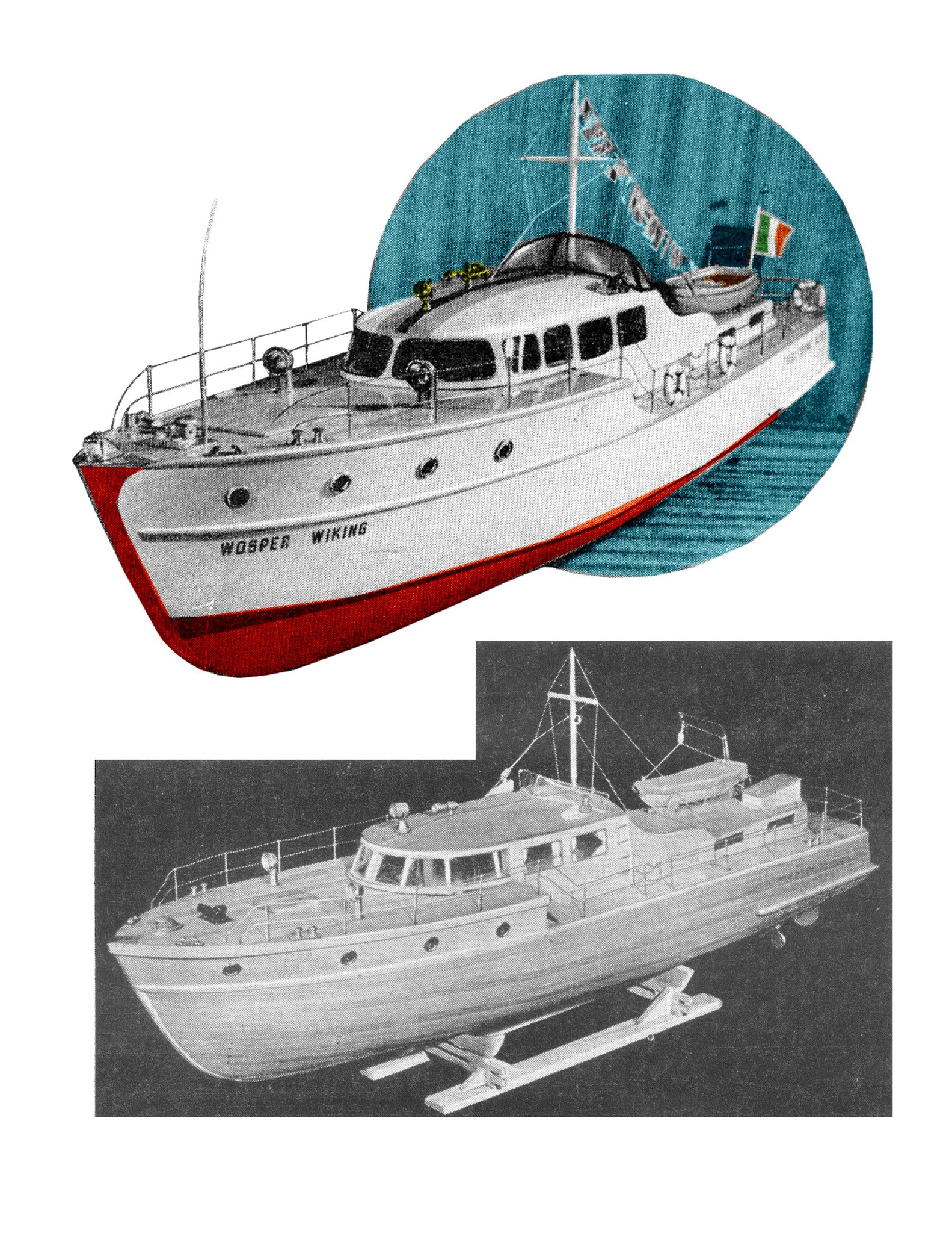 full size printed plan to build a  italian-designed cabin cruiser scale 5/8"=1ft 35" for radio control
