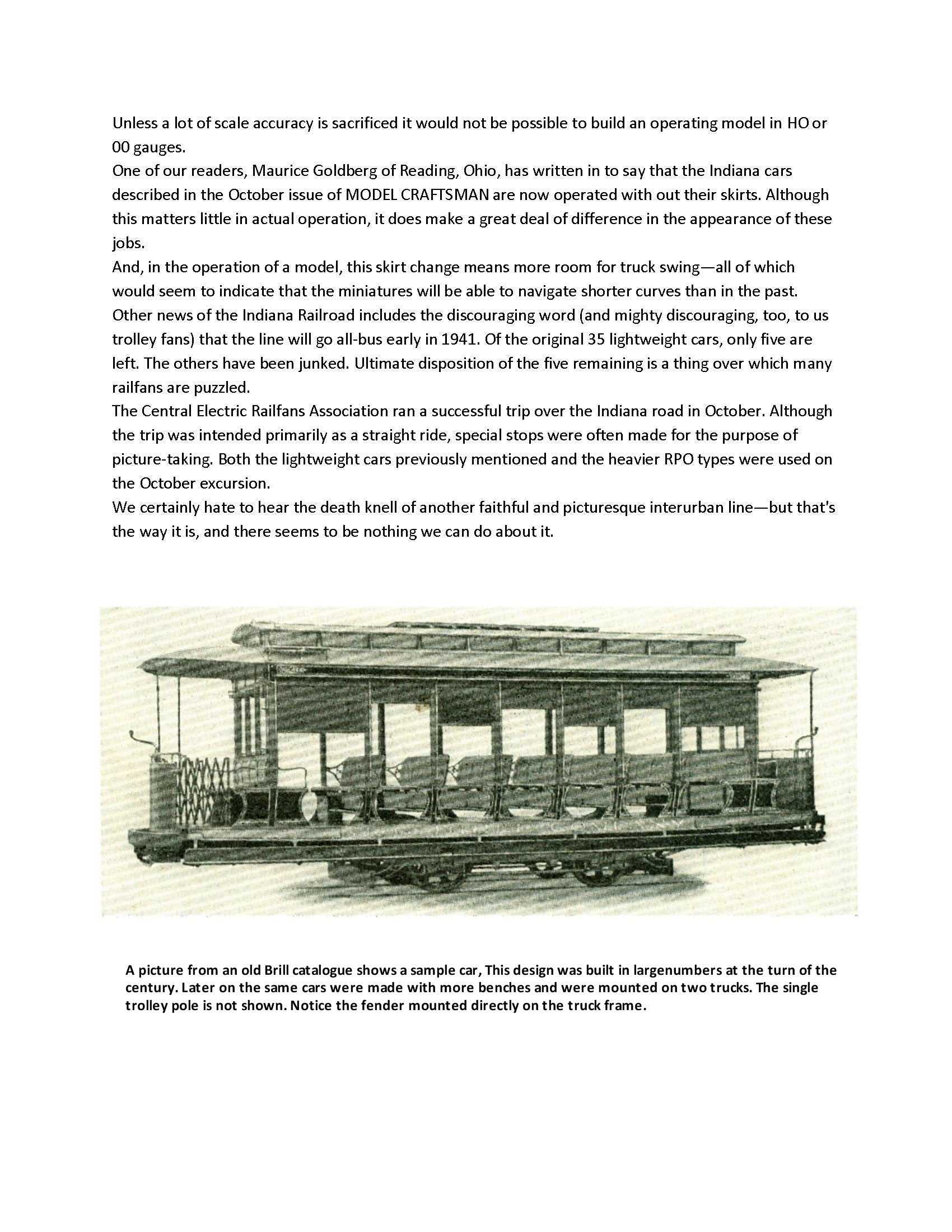 full size printed drawing g. brill co ten bench open trolley  from the 40s
