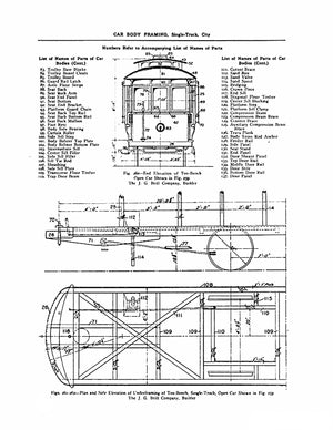 full size printed drawing g. brill co ten bench open trolley  from the 40s