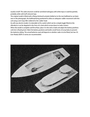 full size printed plan and build article to build a 21" cabin crusier for radio control