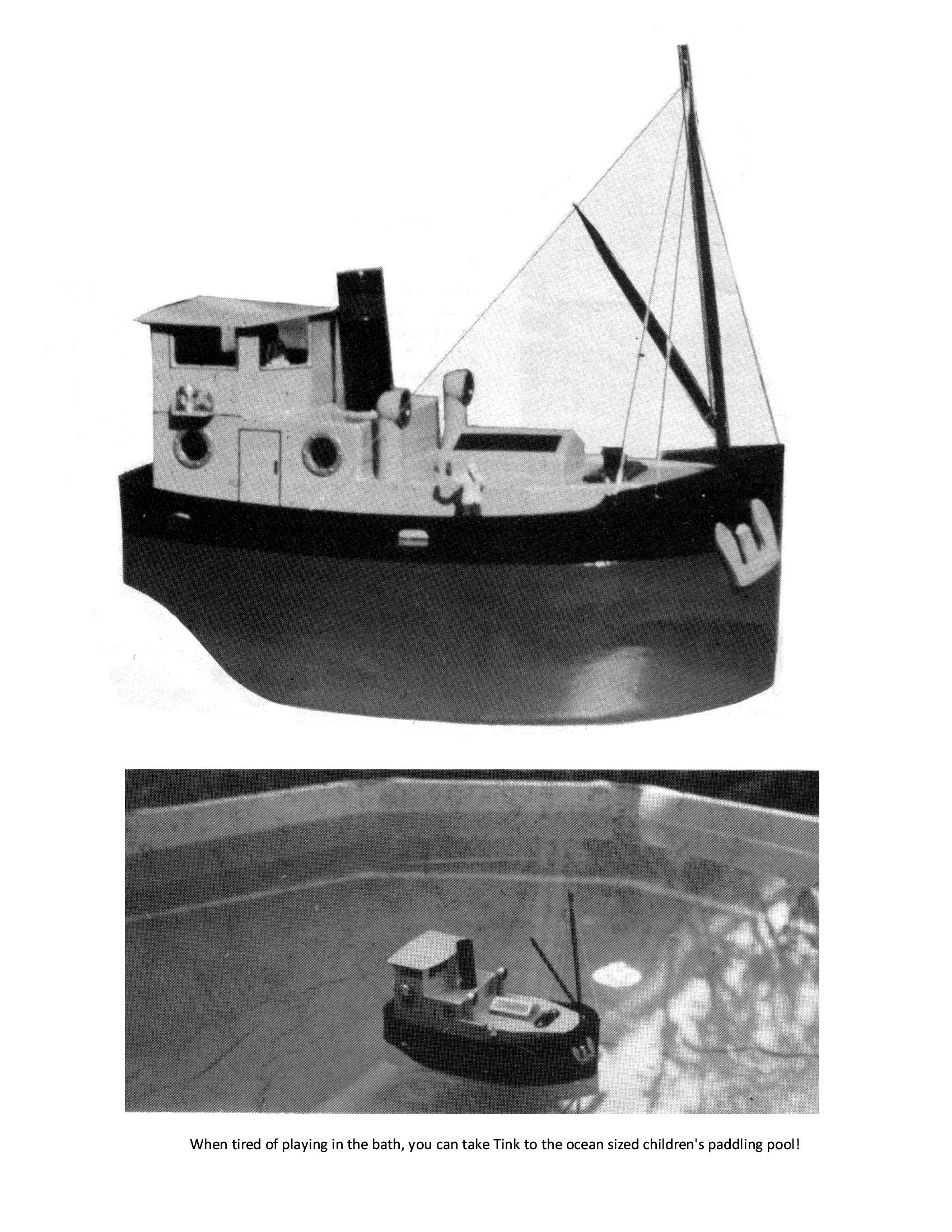 full size printed plan a 71/2 inch semi scale clyde puffer for one channel radio control.