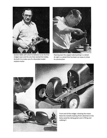 printed plan and article teather vintage midget racer length 20 ¾” width 9 ¾” power ¼ hp gas suitable for radio control