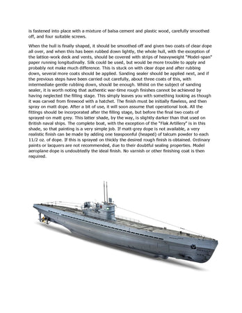 build a semi submersible semi scale 1/65  length 46" type ix u boat full size printed plan