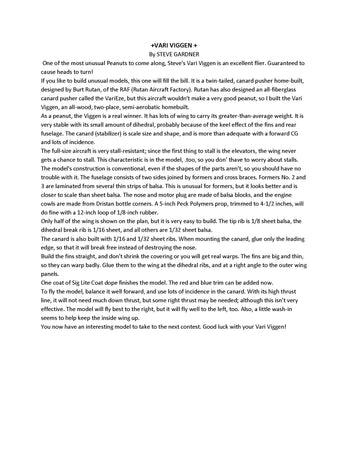 full size printed plans peanut scale " vari viggen " excellent flier. guaranteed to cause heads to turn