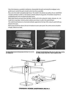 full size printed plans peanut scale "delta vickers" flew fine on a single loop of one-eighth rubber