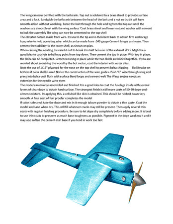 full size printed plan  1/2 a  vintage control line speed wee whizz  wingspan 91/4”  engine .049