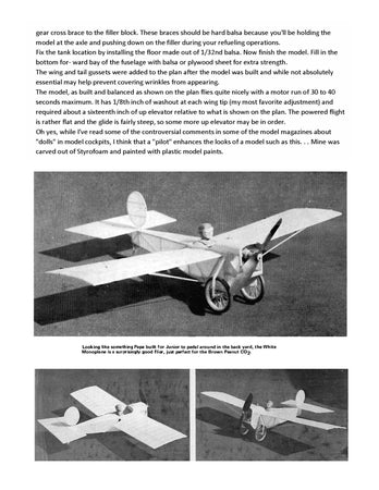 full size printed plans  peanut scale "white monoplane" model is very simple and does not require a lot of explanation