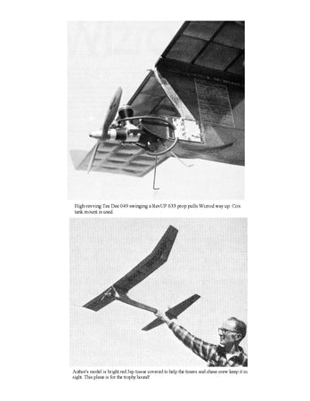 full size printed plan wingspan 58”  engine 1/2a wizrod uncomplicated high-performance ff