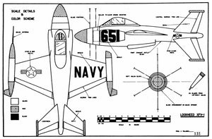full size printed plan semi-scale lockheed xfv-1plane that takes off vertically.