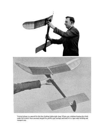 full size printed plan vintage 1955 free flight the y-bar wingspan 40”  engine .09 contest design