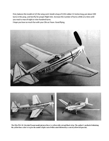 full size printed plans peanut scale "zlin 526 as akrobat" carefully select the wood to be used