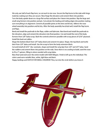 full size printed plans and article w/s 52" .35 engine shiek classic stunt