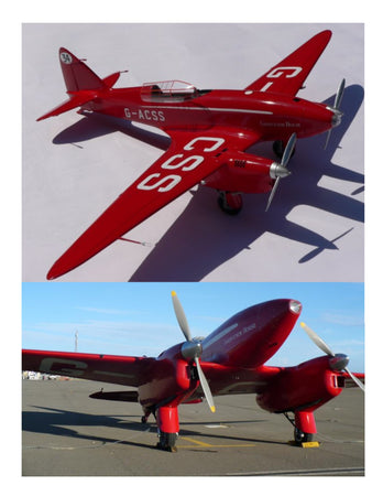 full size printed plans scale 1:18  control line de havilland 88 comet   producing a perfect replica