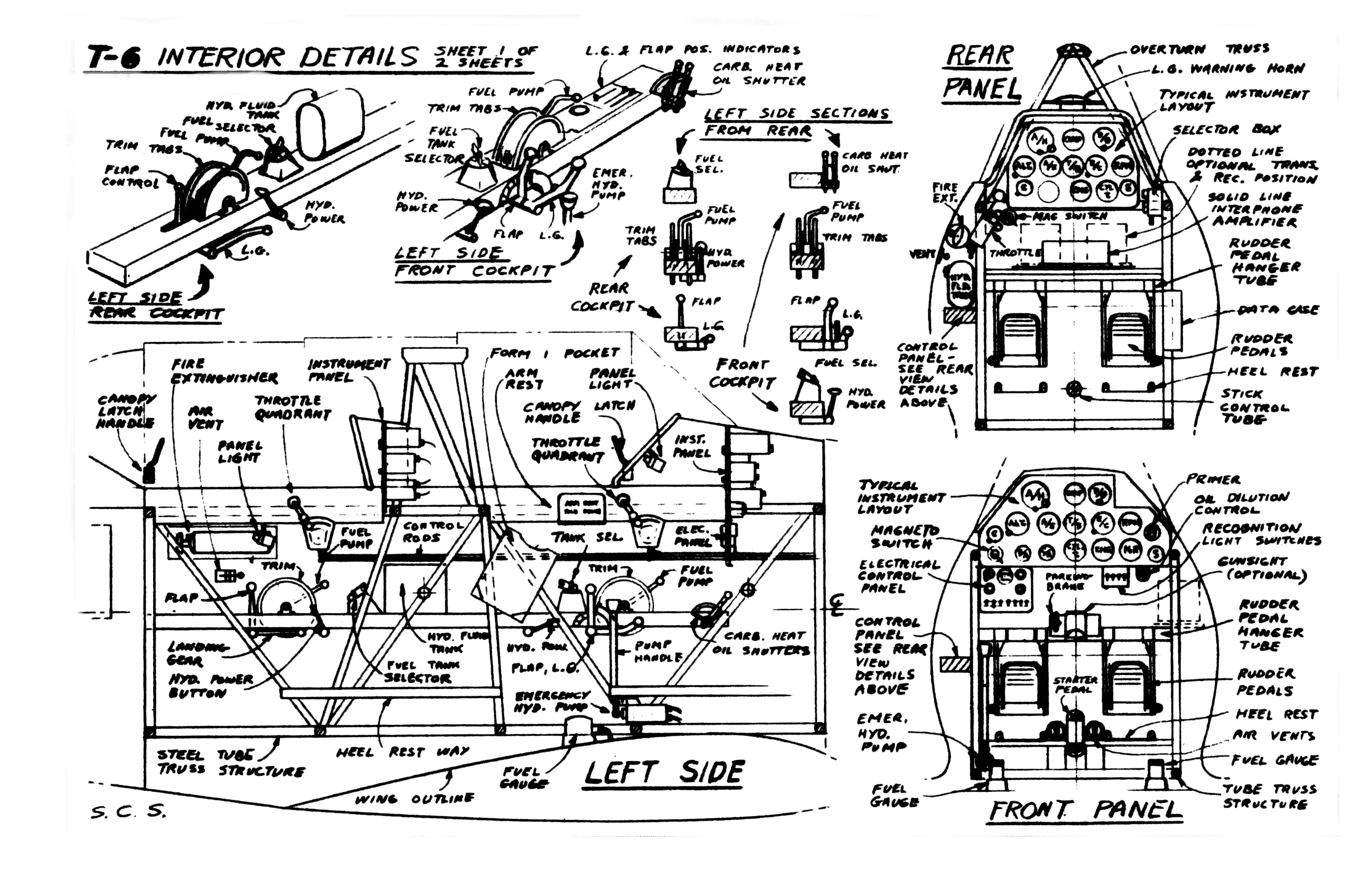 full size printed plans scale 1:12 control line north american's t-6 texan