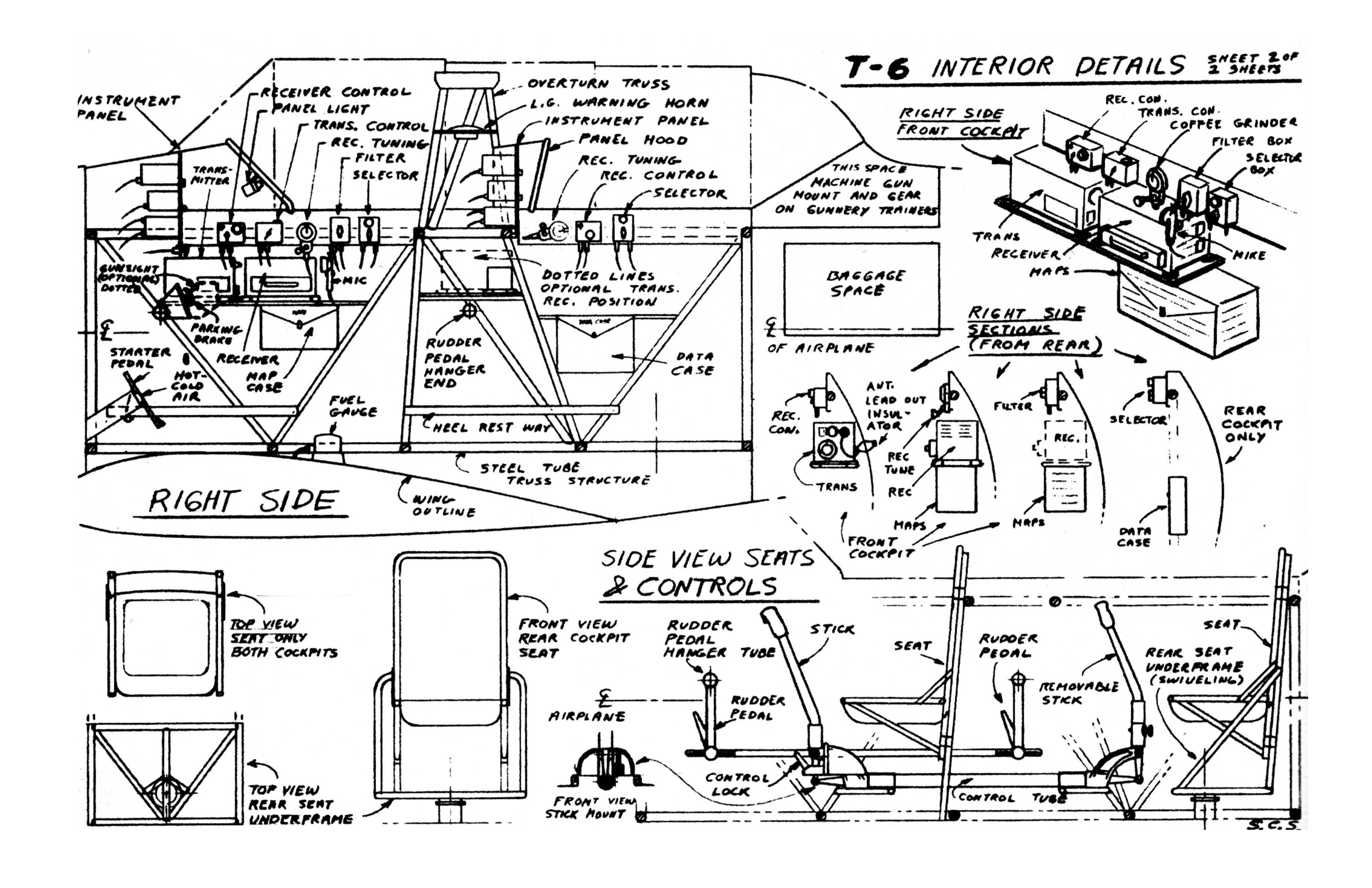 full size printed plans scale 1:12 control line north american's t-6 texan