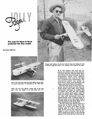 full size printed plans vintage 1956 control line stunter "jolly roger" ease of flying through the pattern