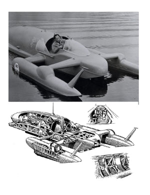build semi-scale 1:24 bluebird k7 water speed boat full size printed plan & article