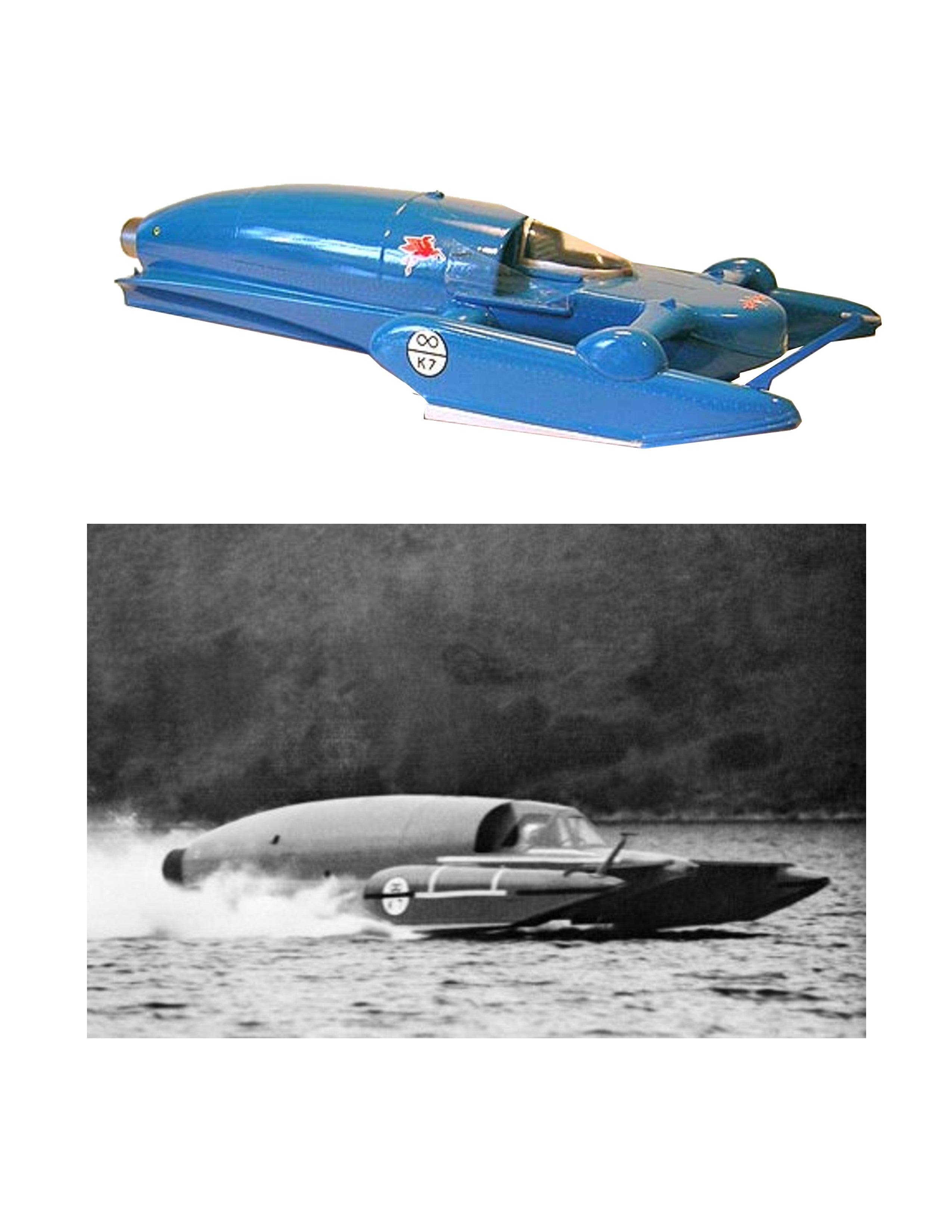 build semi-scale 1:24 bluebird k7 water speed boat full size printed plan & article