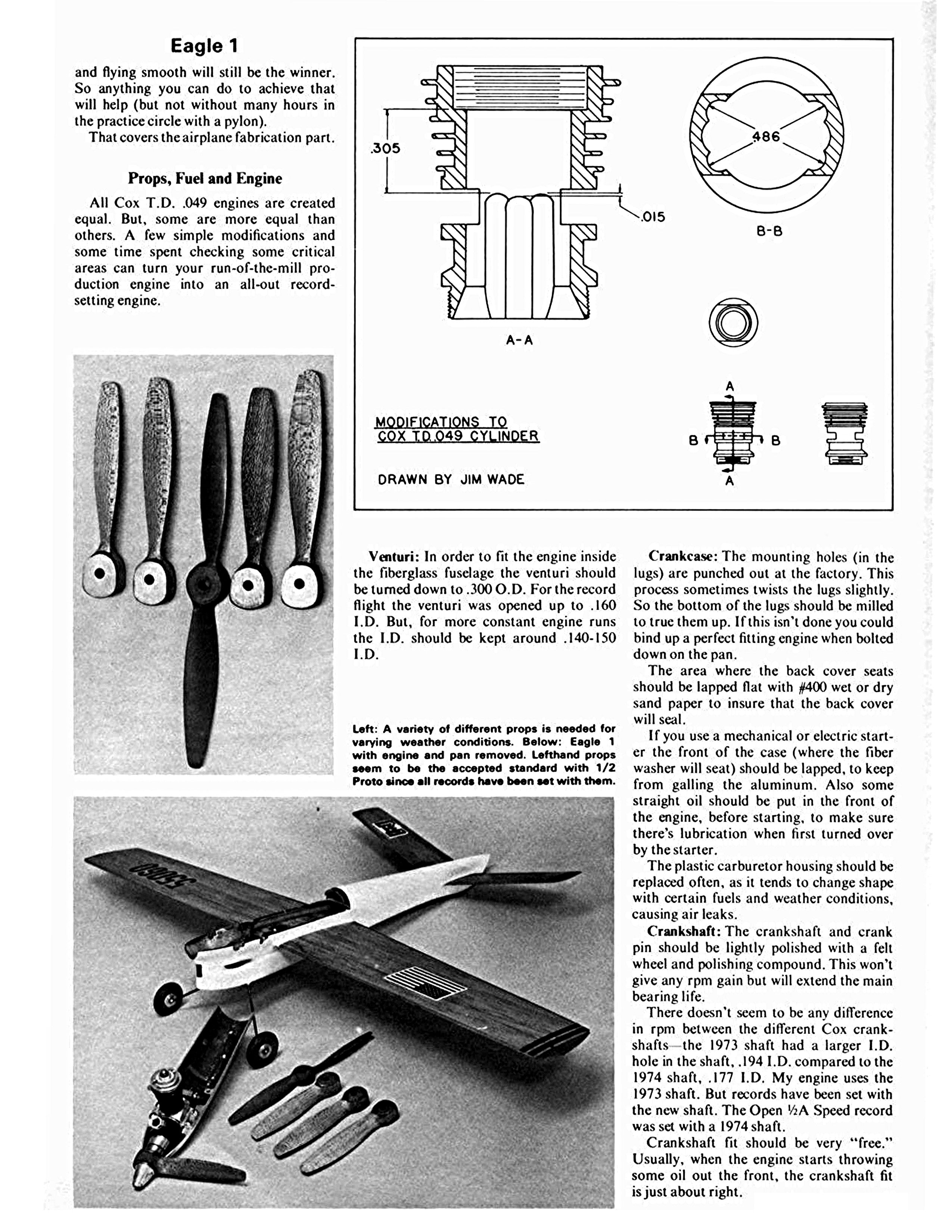full size printed plan 1974 1/2 a control line speed eagle i wingspan 18 3/4"  engine 1/2a