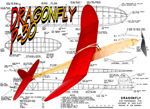full size printed model free filght airplane plan for dragonfly p-30