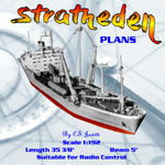 full size printed scale drawing scale 1:192 cargo ship with heavy lifting "stratheden" suitable for radio control