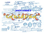 Full Size Printed Plans Scale 1:32 John Cobb’s “CRUSADER” for Jetex or ducted fan