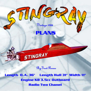 full size printed plan 3.5 outboard sport day cruiser "stingray" for radio control snappy easy to build