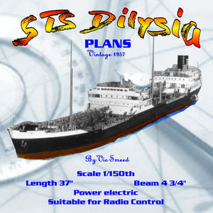 full size printed plan scale 1/150 18000 ton shell oil tanker "sts dilysia" suitable for radio control