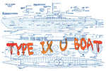 build a semi submersible semi scale 1/65  length 46" type ix u boat full size printed plan
