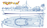 full size printed plan to build a  italian-designed cabin cruiser scale 5/8"=1ft 35" for radio control