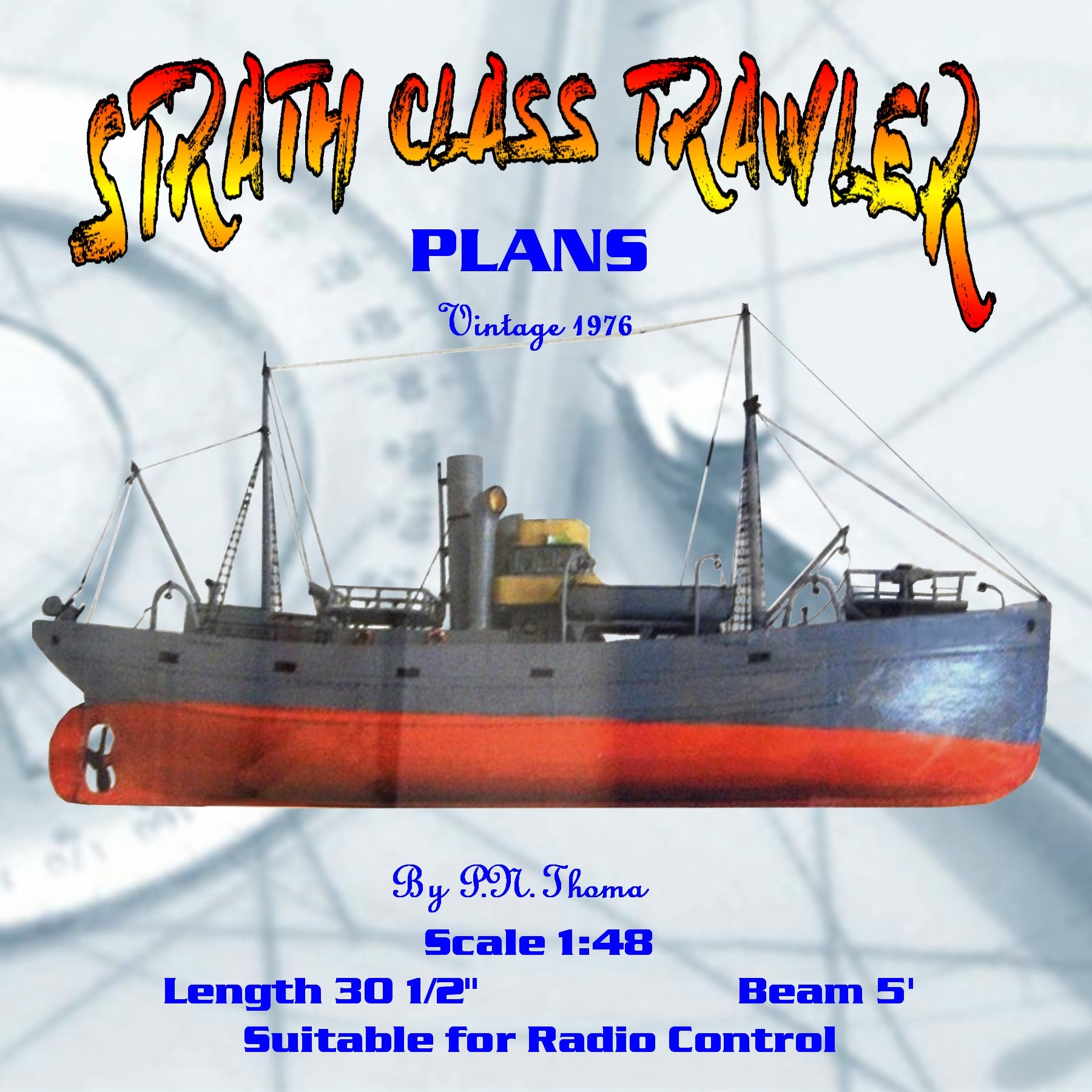 full size printed plan scale 1:48 suitable for radio control "strath class trawler"