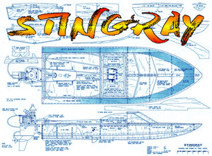 full size printed plan 3.5 outboard sport day cruiser "stingray" for radio control snappy easy to build