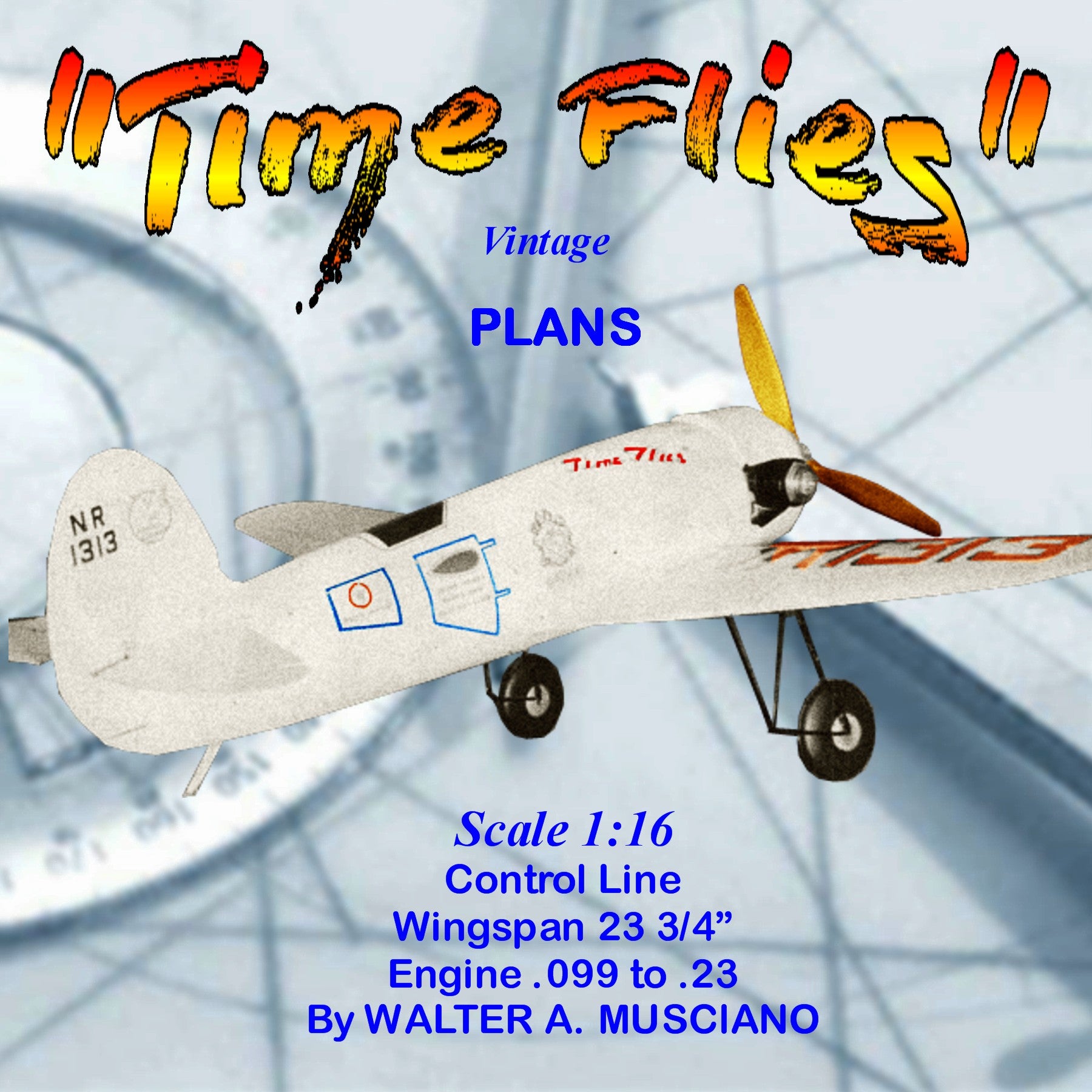 full size printed plans scale 1:16  control line capt. frank hawks "time flies"