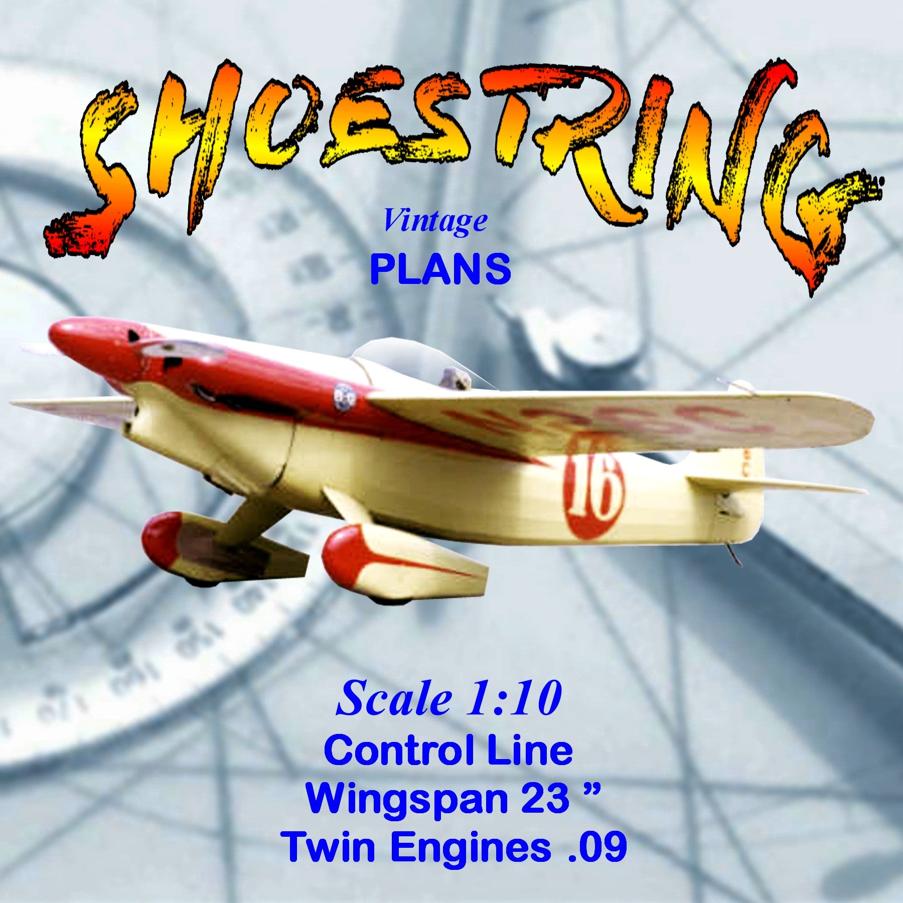 full size printed plans scale 1/10  control line american midget racer shoestring