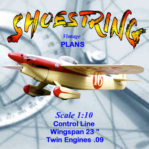 full size printed plans scale 1/10  control line american midget racer shoestring