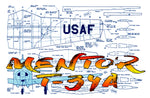 full size printed plans scale !:8 control line "mentor" t-34a plus cockpit details.