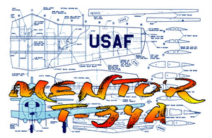 full size printed plans scale !:8 control line "mentor" t-34a plus cockpit details.