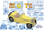 full size printed plan and article m g tc midget scale 1:16 (3/4"=1ft)