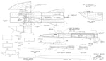 racing boat outrigger rattler l 22 1/2" twin td.049 full size printed plan & article for radio control