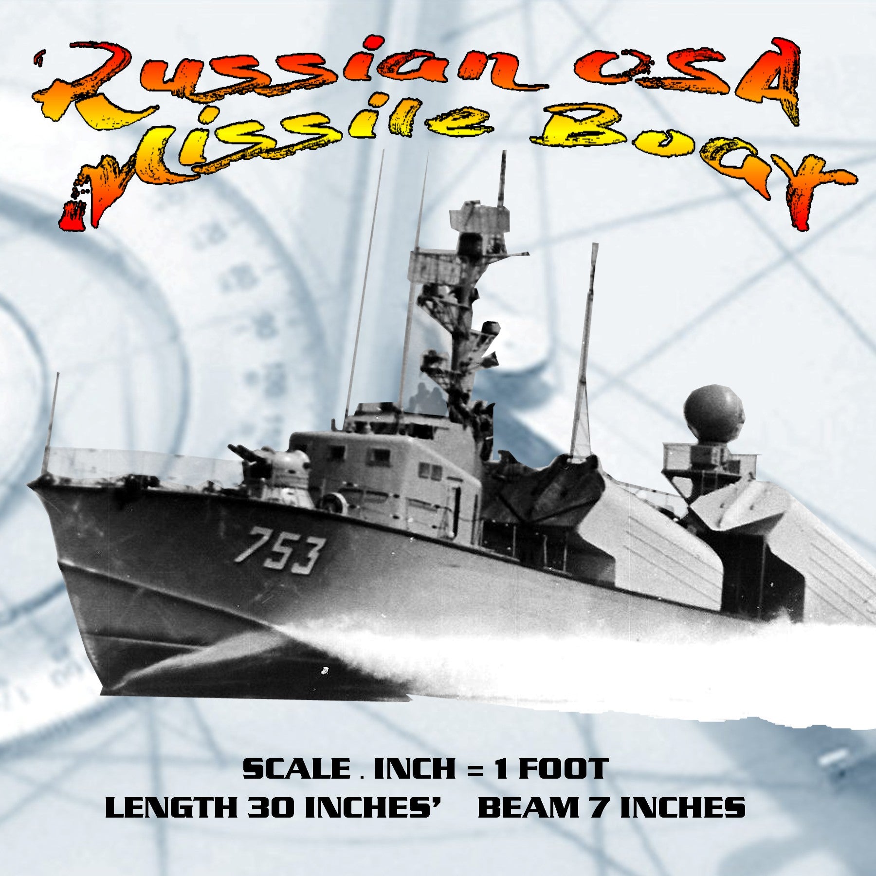 full size printed plans  scale 1:48  russian osa missile boat l 30" fire's missile for radio control