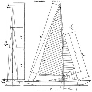 full size printed plan and article 1:10 scale 35" dragon class yacht 35" bluebottle