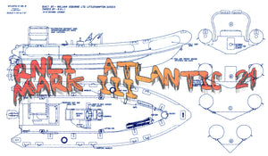 full size printed plans 1:8 scale l32" rnli 21ft 6 in atlantic 21 mark iii for r/c