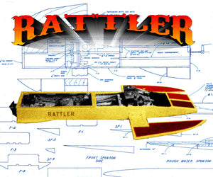racing boat outrigger rattler l 22 1/2" twin td.049 full size printed plan & article for radio control