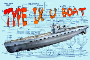 build a semi submersible semi scale 1/65  length 46" type ix u boat full size printed plan