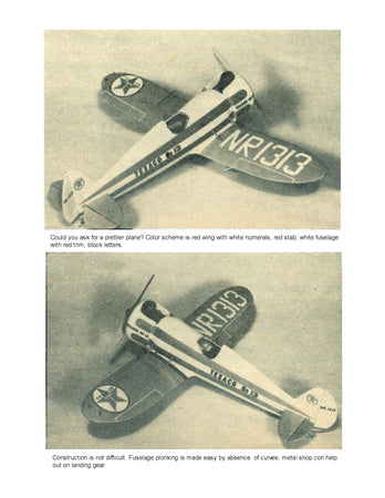 full size printed plans scale 1:12  control line texaco no. 13 frank hawks' travelaire mystery ship